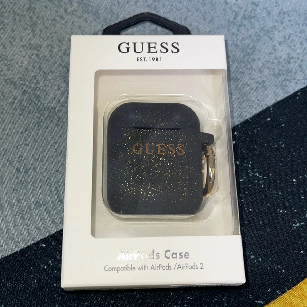 Sparkly Black Guess AirPod Case - Picture 1 of 2